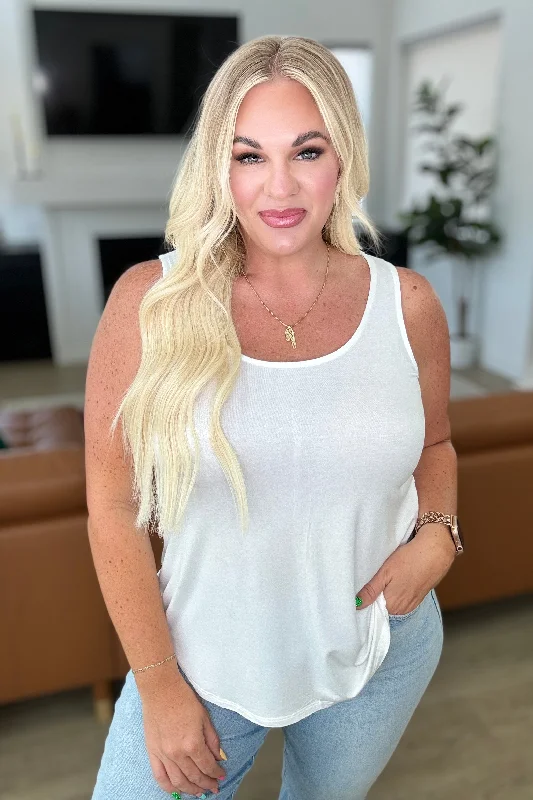 Sleek Scoop Neck Tank Top in Ivory Refined Women's Hand - crafted