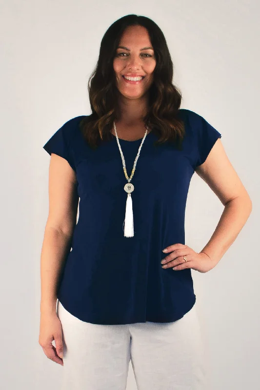 Navy Microfibre Short Sleeve Top Australian Beach