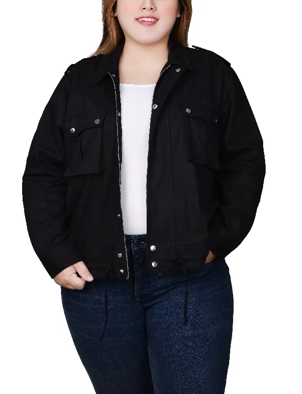 Plus Size Long Sleeve Twill Jacket Feminine Women's Soft 