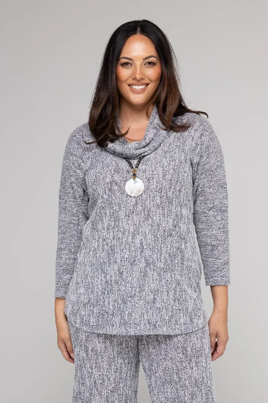 Ink Haven Poly/Rayon Knit Cowl Neck Long Sleeve Top Earthy Women's 