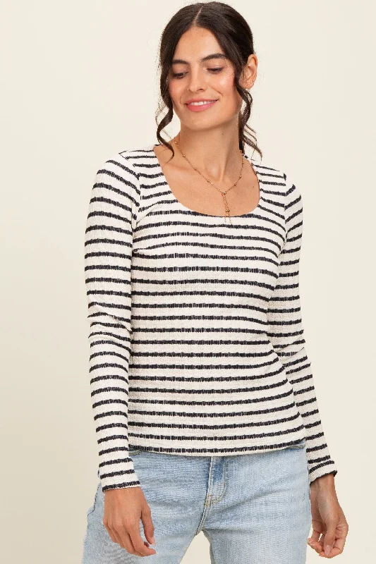 Black Striped Long Sleeve Top Earthy Women's 