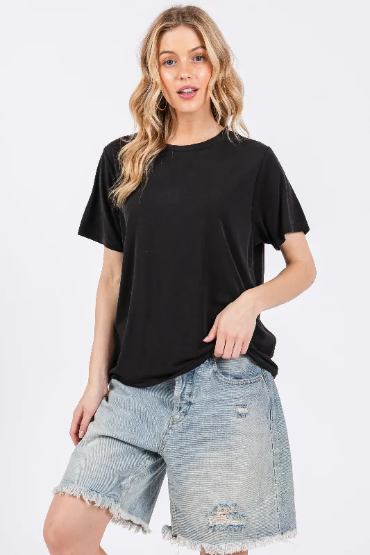 Black Dolman Sleeve Top Stylish Women's Tropical 