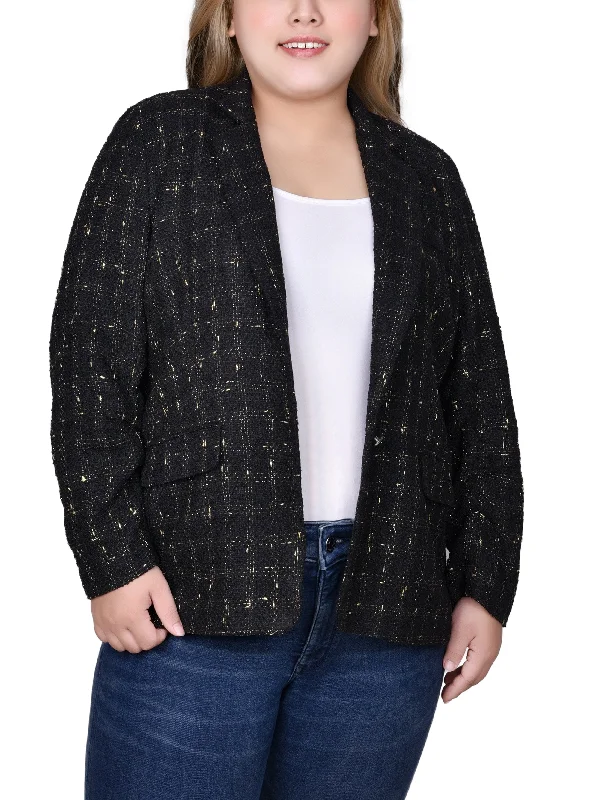 Plus Size Long Sleeve Tweed Jacket Dapper Women's 1920S