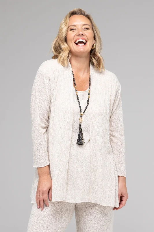 TWIN SET - Sand Haven Poly/Rayon Knit Feature Stitched Top + Cardigan performance