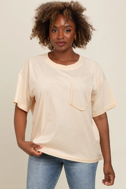 Cream Vintage Wash Oversized Tee Unique Women's Upcycled