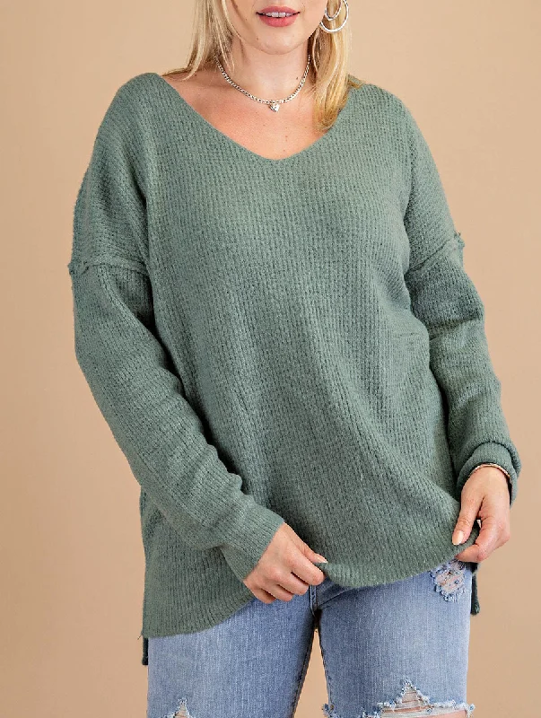 Curvy One More Time Sweater Laid - back Women's Style