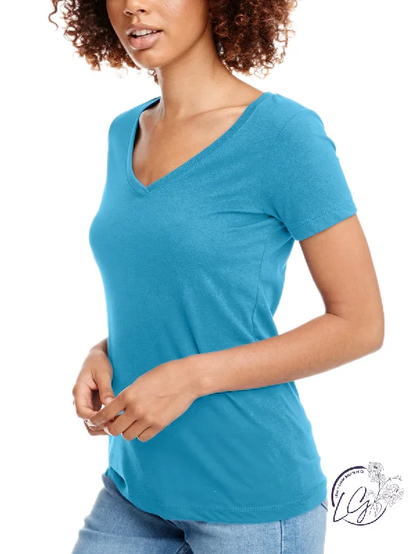 Curvy Signature Basic V-Neck Tee in Turquoise Dynamic Women's Moto
