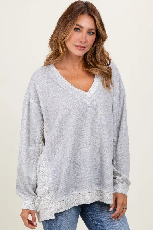 Heather Grey Contrast French Terry Long Sleeve Top performance