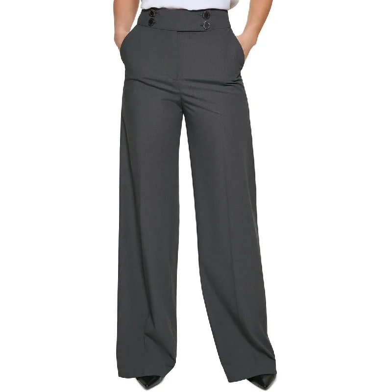 Calvin Klein Womens Mid Rise Business Wide Leg Pants