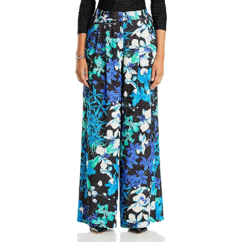 Kobi Halperin Womens Hadley Floral Metallic Wide Leg Pants