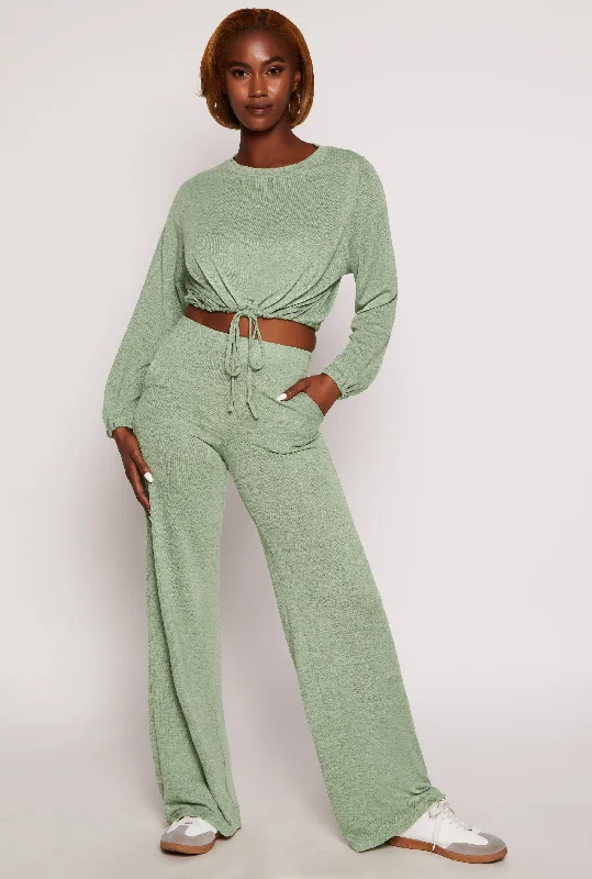 Daisy Brushed Knit Wide Leg Pants