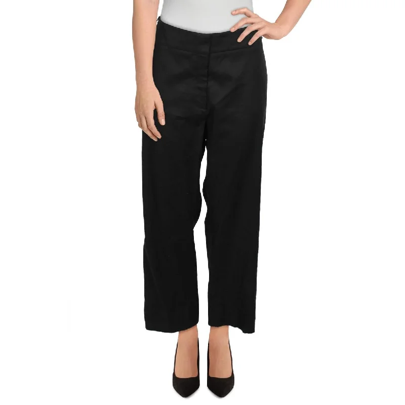 Veronica Beard Womens Plus Martin Button Leg Linen Dress Pants