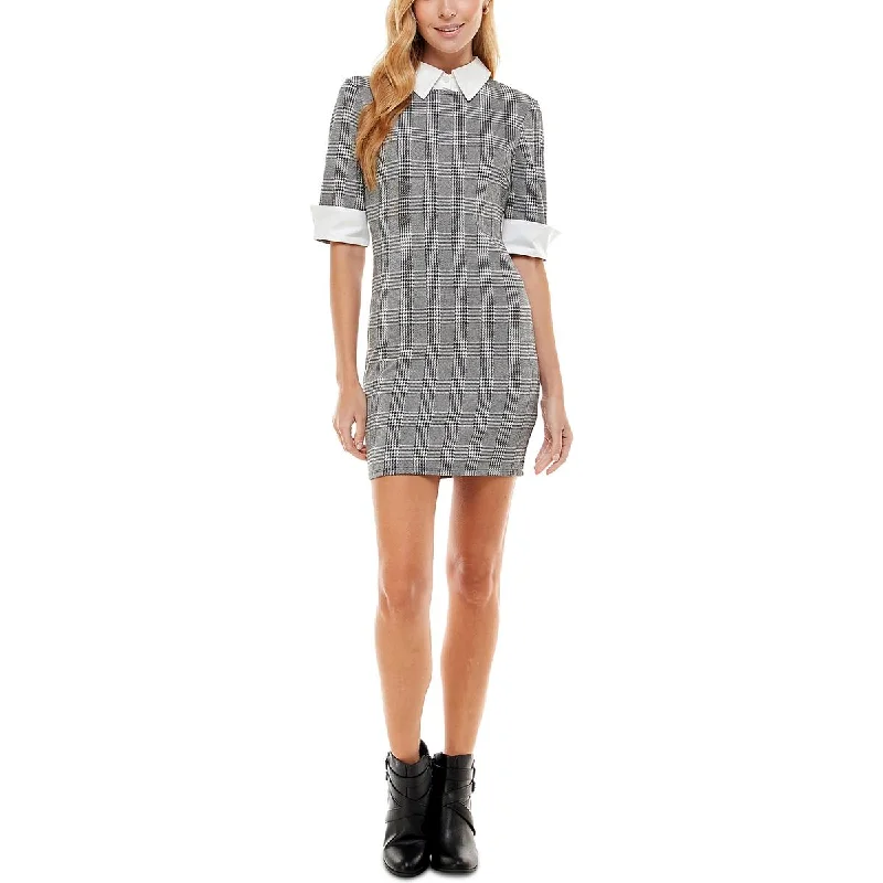 Kingston Grey Womens Juniors Printed Collar Bodycon Dress