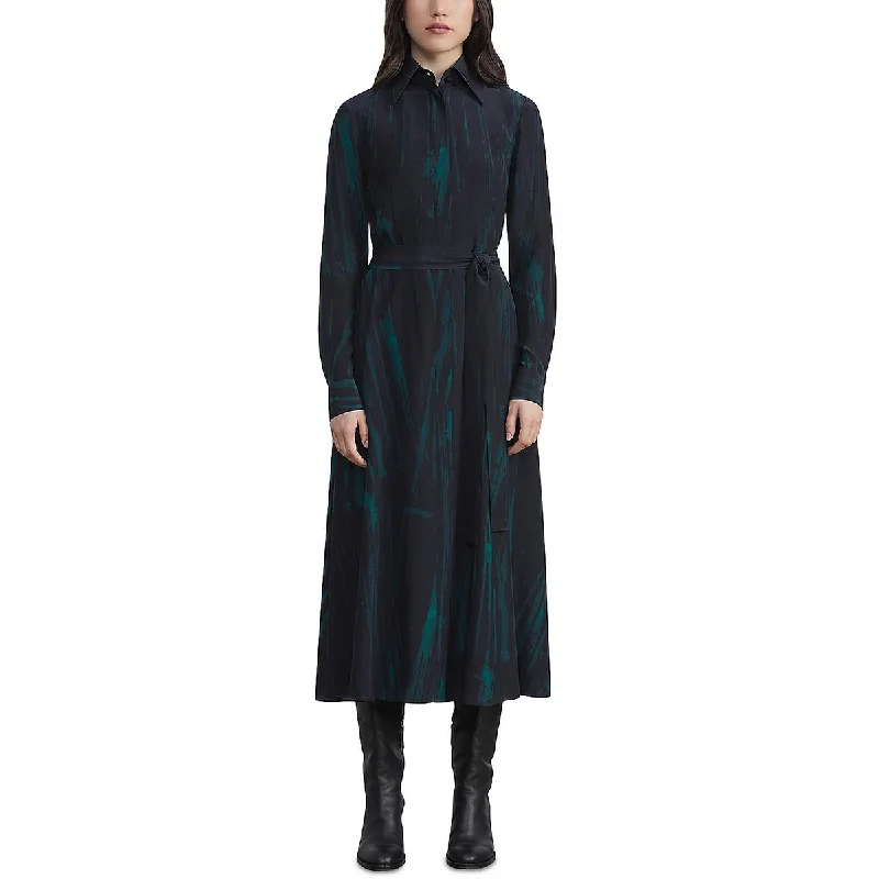 Lafayette 148 New York Womens Silk Midi Shirtdress