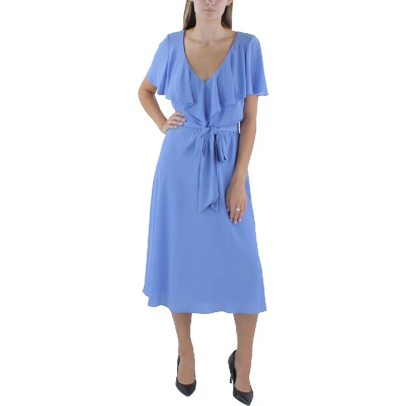 Lauren Ralph Lauren Womens Daytime Belted Midi Dress