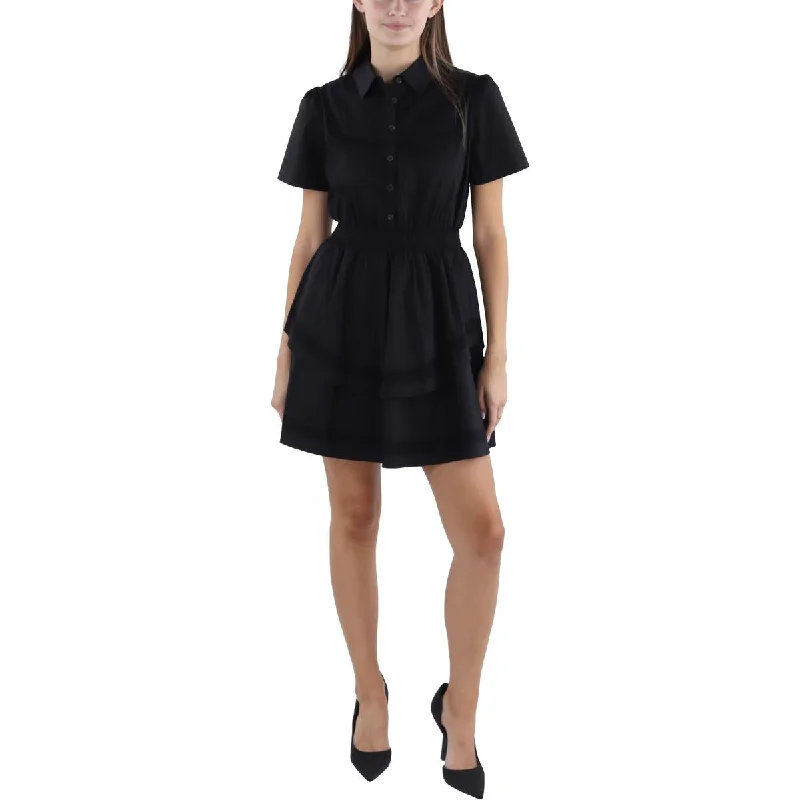 Lost + Wander Womens Lace Trim Above Knee Mini Dress