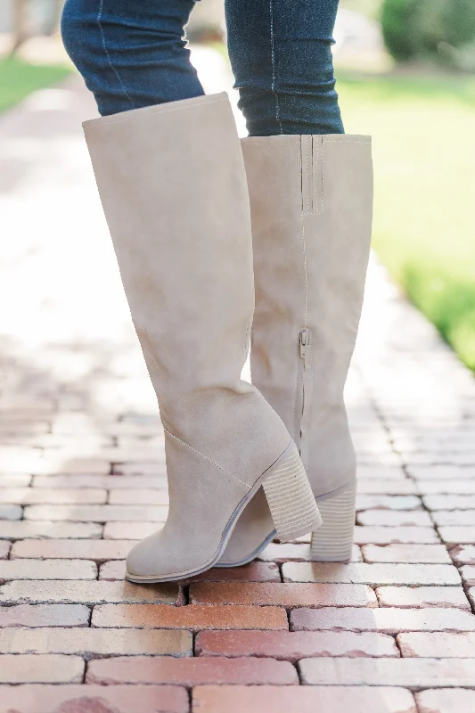 Get In Line Taupe Boots