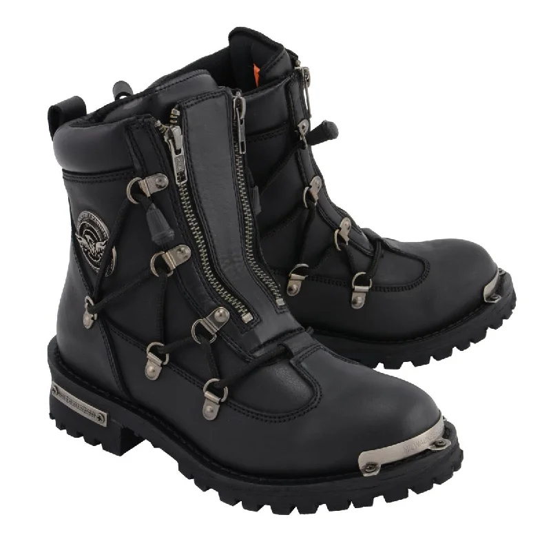 Milwaukee Leather MBL9375 Women's Premium Black Leather Diamond 6-Inch Twin Zipper Lock Motorccycle Riding Boots garde Milwaukee Leather MBL9375 Women's Premium Black Leather Diamond 6-Inch Twin Zipper Lock Motorccycle Riding Boots garde