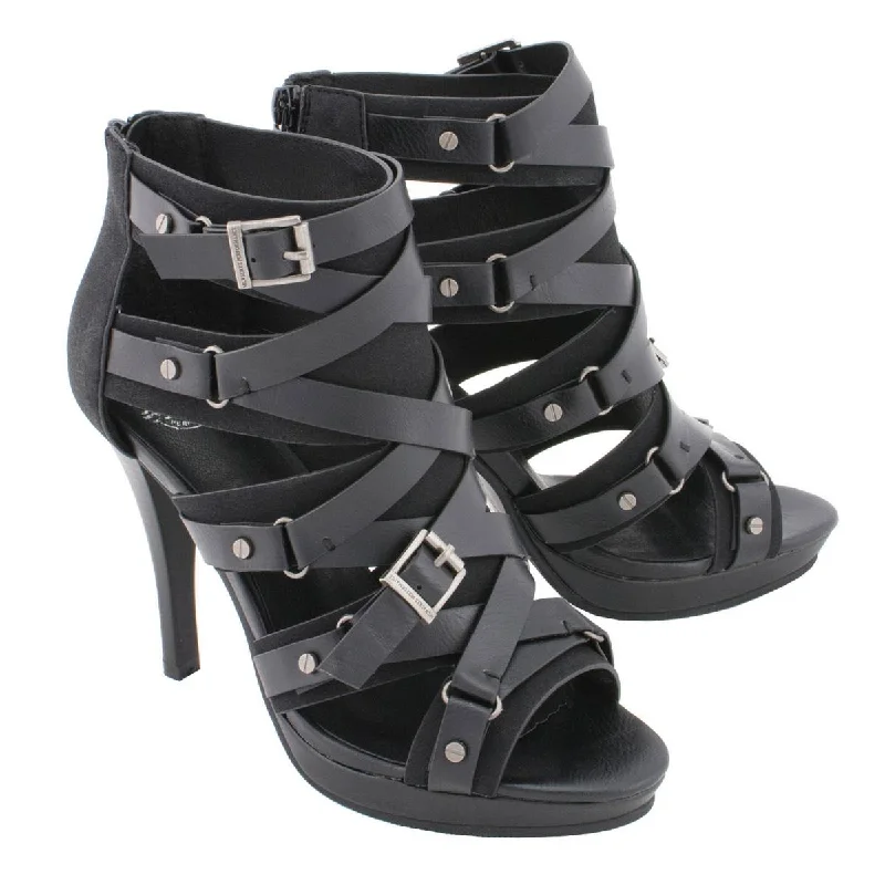 Milwaukee Leather MBL9451 Women's Black Fashion Casual Stiletto Heeled Sandals with Ankle Strap European Milwaukee Leather MBL9451 Women's Black Fashion Casual Stiletto Heeled Sandals with Ankle Strap European