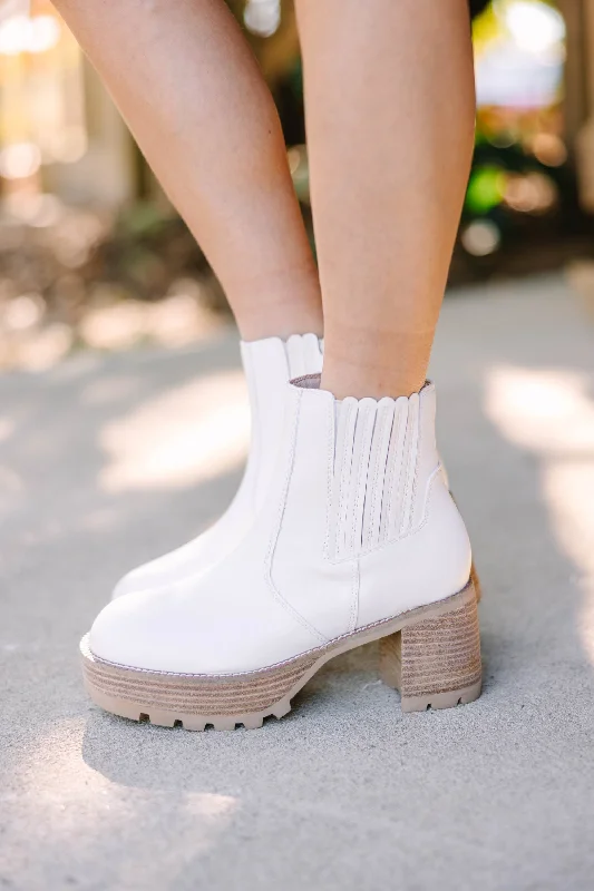 On The Move White Chelsea Boots