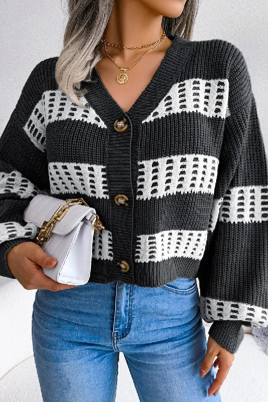 FISHERMAN CABLE KNIT SHORT LOOSE FIT CARDIGAN