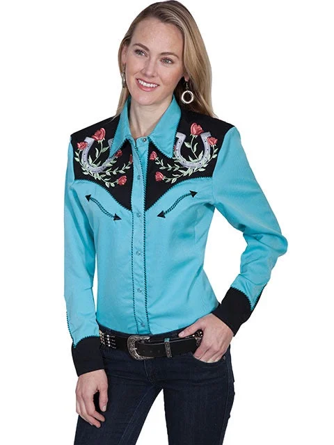 LADIES HORSESHOE EMBROIDERED SHIRT